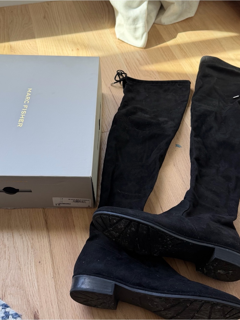 Marc Fisher Humor Black Velvet Over The Knee Boots